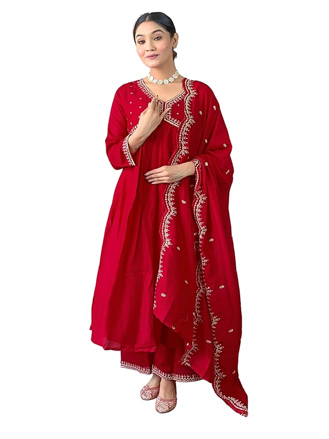 Women's Cotton Embroidered Suit