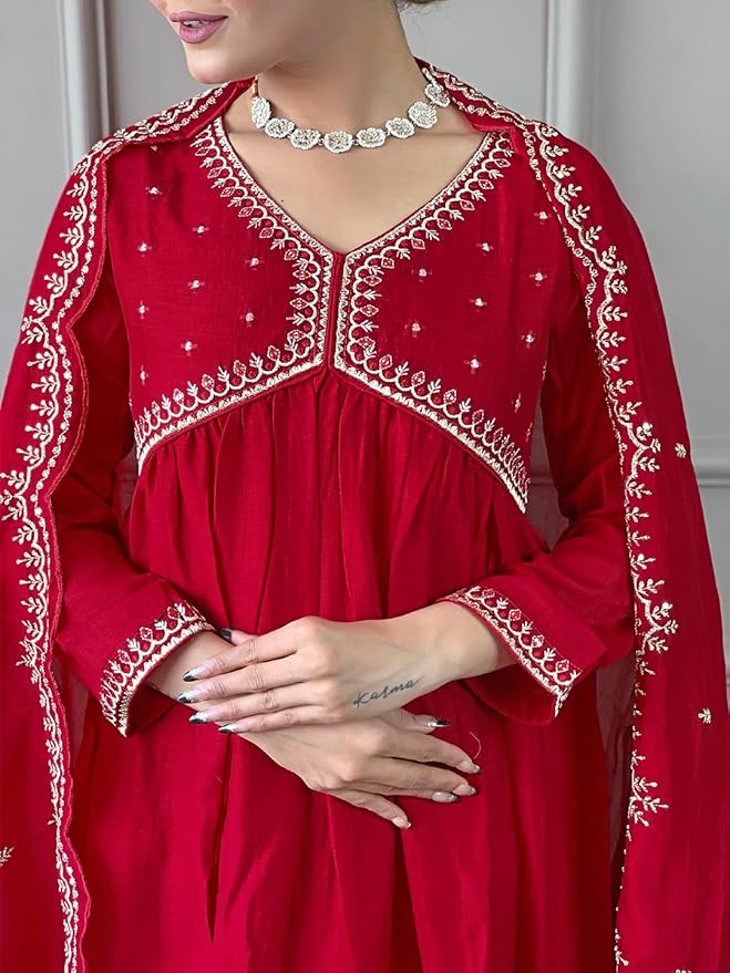Women's Cotton Embroidered Suit - Image 4
