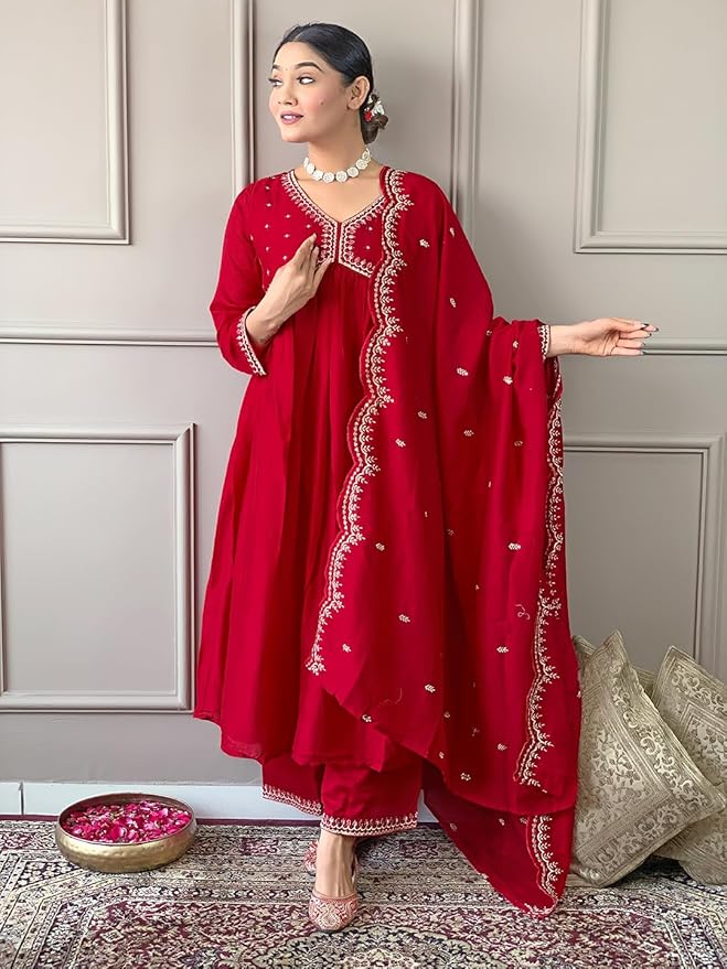 Women's Cotton Embroidered Suit - Image 2
